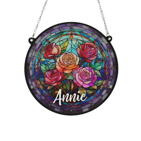 Roses Personalised Stained Glass Effect Suncatcher